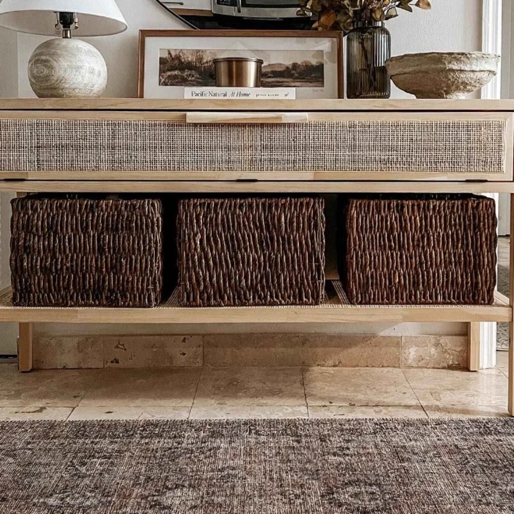 3-Large Woven Banana Bark Crate Brightroom Brown Rectangle Decorative‎ Baskets